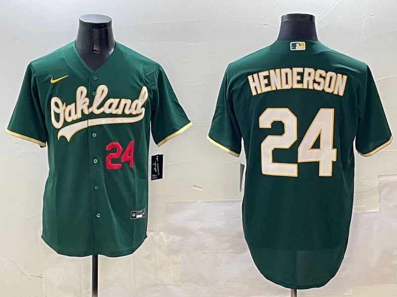 Men Oakland Athletics #24 Henderson Green Game 2025 Nike MLB Jersey style 4->oakland athletics->MLB Jersey